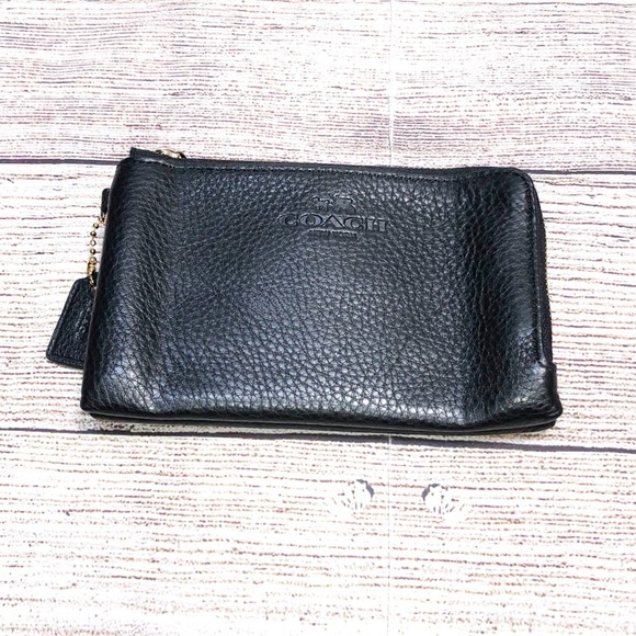 Coach Black Leather Double Zip Wallet - Picture 1 of 12